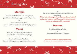 Boxing Day Menu