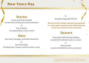 New Years Day Menu